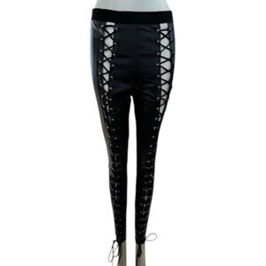 Current Mood Black Lace-Up Skinny Pants